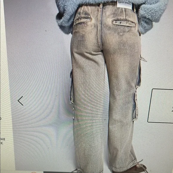 Liquor N Poker NWT straight leg denim cargo pants in washed pink size US 2
